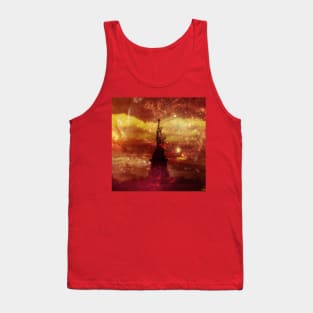 Lady Liberty red and yellow Stars in NYC Tank Top